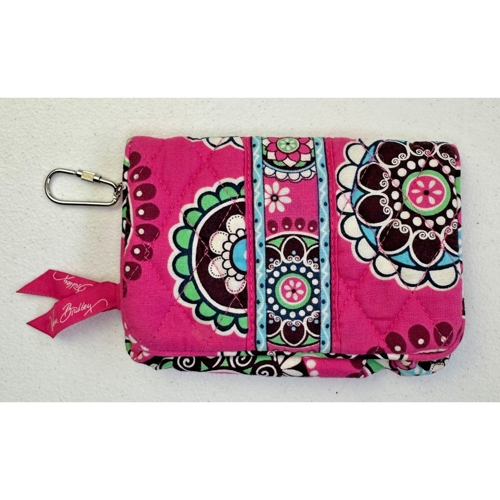Vera Bradley Cupcakes Pink Compact Wallet‎ Lightweight Kiss Lock Coin Key Clip - Picture 1 of 11